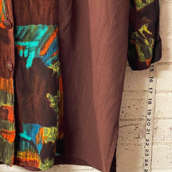 Vintage Cherry Creek 1X Abstract Print Button-Up Blouse - Picture 4 of 9